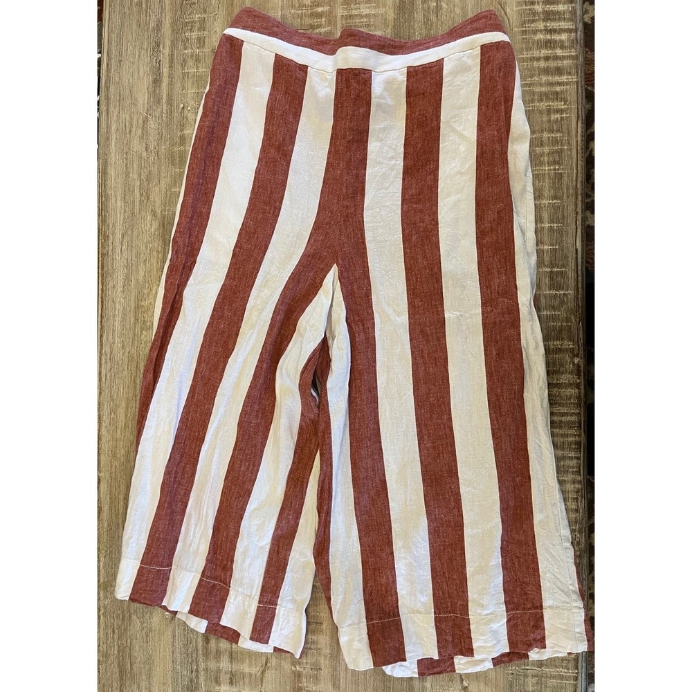 Madewell Huston Pull-On Crop Pants in Bold Stripe Orange and White Size XL
